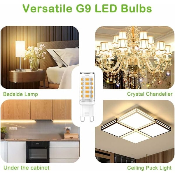 G9 LED varm hvid, G9 LED-pære 3W Svarer til 28W 33W 40W halogenpærer, AC 220V-240V, flimmerfri, pakke med 5, [Energi