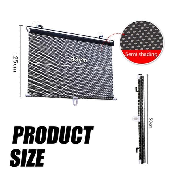 Blackout Roller Blind without Drilling, Retractable Sunshade Roller Blind with Suction Cup, Blackout Curtains, for Car/Office Windows, 50x125cm Lefou