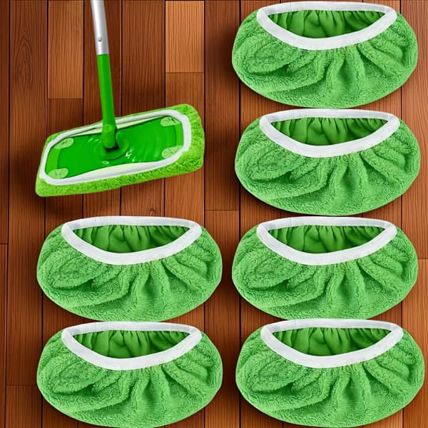Återanvändbara mikrofibermoppdynor, 7-pack för våt- och torrengöring Green 7 pcs