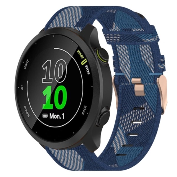 Til Garmin Forerunner 55 20mm Nylon Vævet Urrem Blue