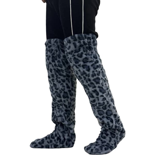 [KK] Snuggs Cozy Socks pitkät polvisukat Snuggle Paws -sukat Blue leopard print