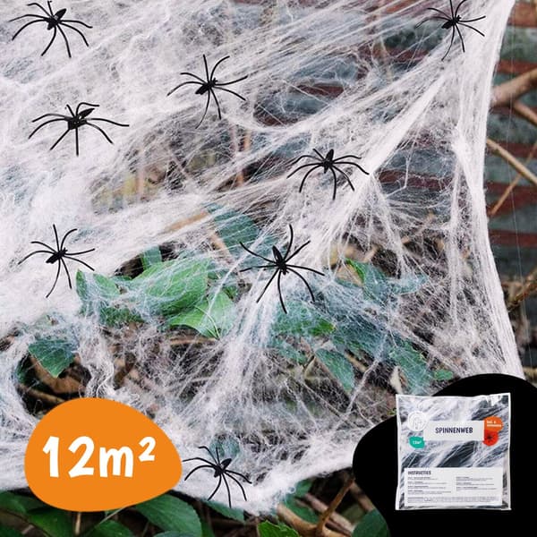 Halloween edderkoppespind-dekoration med falske edderkopper til fest og hjem