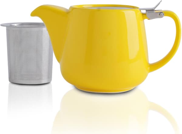 Keramisk stubb-tekanna med infuser for løs og blomstrende te Yellow
