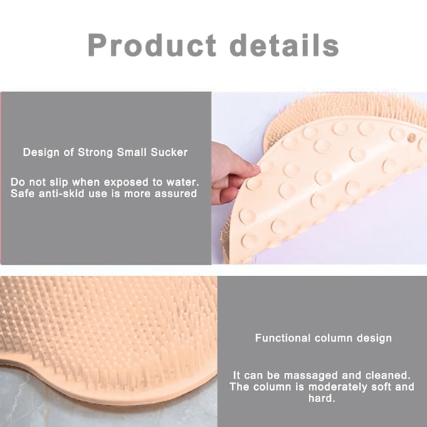 Duschrygg- och fotskrubber med sugkopp, silikonborste för hudexfoliering (Orange)[GPA] Orange