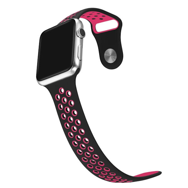 För Apple Watch 42/44mm L silikon Sport klockarmband Svart