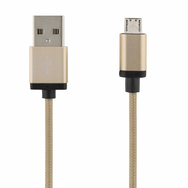 DELTACO PRIME USB-synk-/laddarkabel, tygklädd,  3m, guld Guld