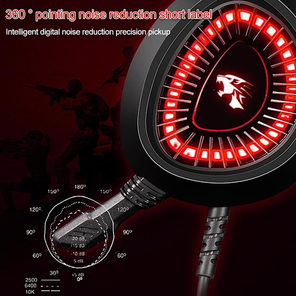 HAMTOD V1000 Dual-3.5mm Gaming Headset Röd