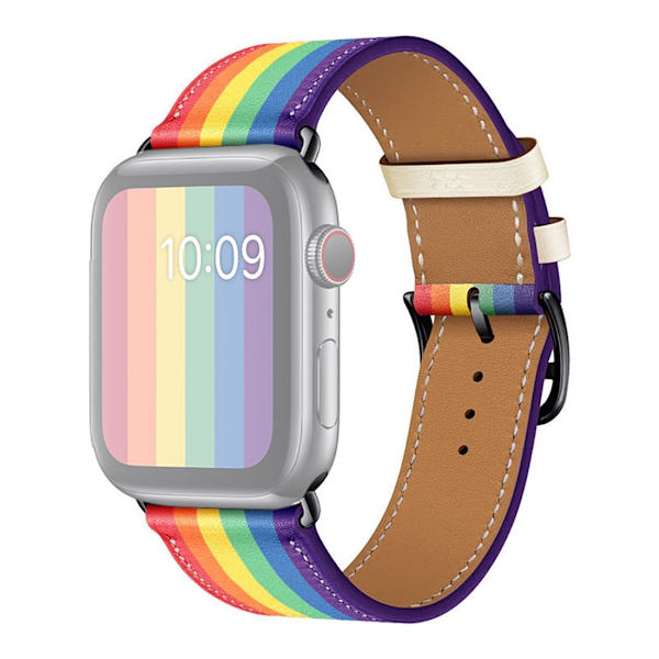För Apple Watch 42/44mm Läderarmband Pride Svart