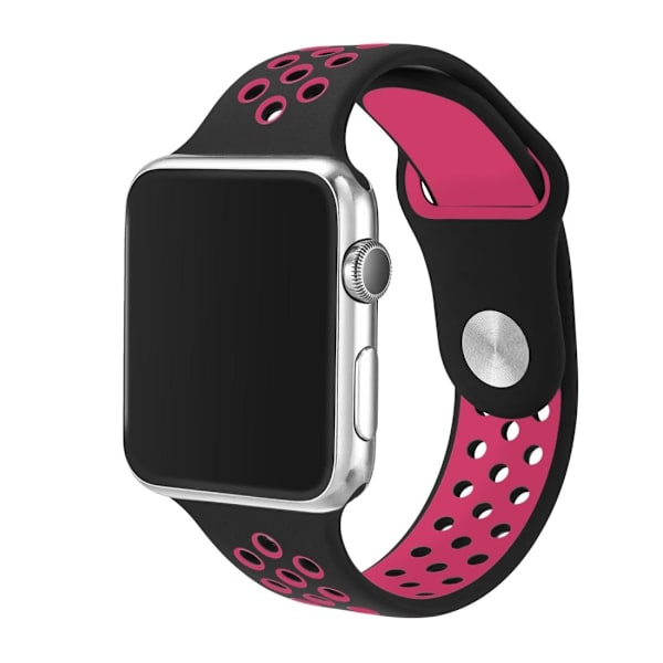 För Apple Watch 42/44mm L silikon Sport klockarmband Svart