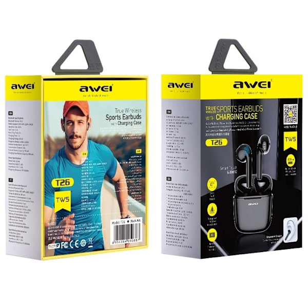 awei T26 Bluetooth V5.0 TWS Headset Svart