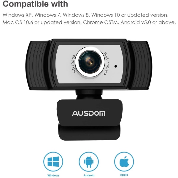 AUSDOM AW33 1080P Streaming Webcam Silver