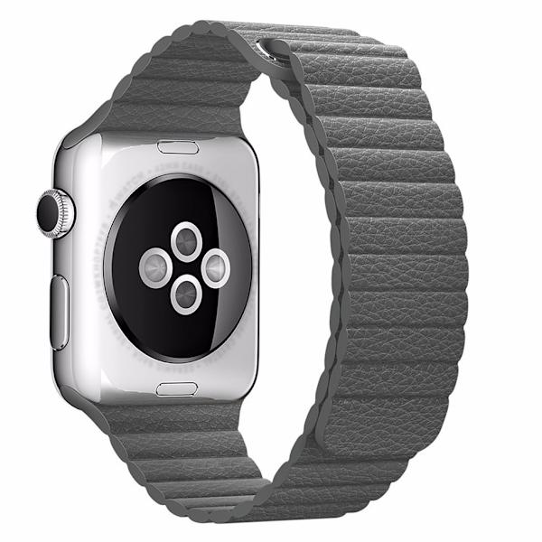 För Apple Watch 38mm Loop magnetlåsspänne PU läder armband Brun