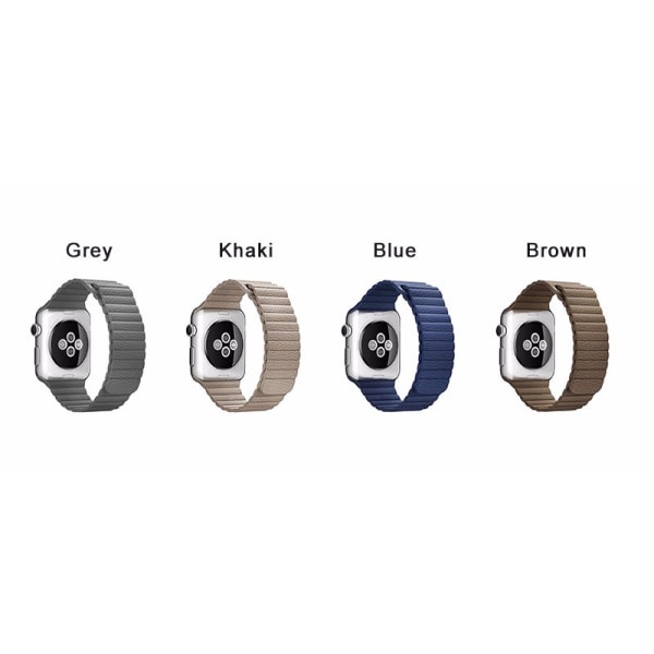 För Apple Watch 38mm Loop magnetlåsspänne PU läder armband Brun