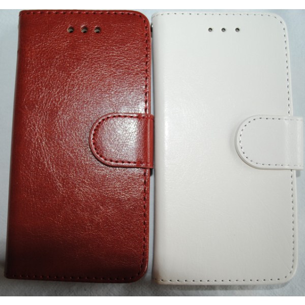 Plånkboksskal i läder av hög kvalitet till Samsung S6 Edge Vit