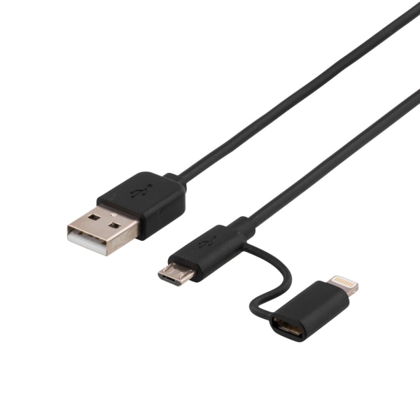 DELTACO USB-synk-/laddarkabel MFi USB Micro B- lightning Svart
