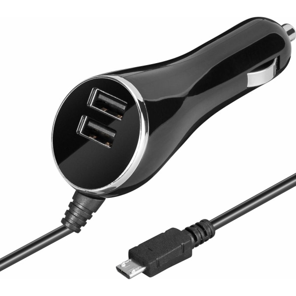 Goobay HighPower Micro-USB + 2 usb uttag billaddare 3,1A  Svart