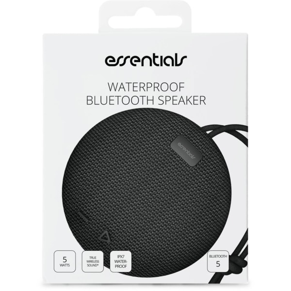 Essentials Bärbar högtalare, vattentålig IPX7, TWS Bluetooth Svart