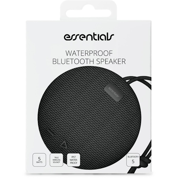 Essentials Bärbar högtalare, vattentålig IPX7, TWS Bluetooth Svart