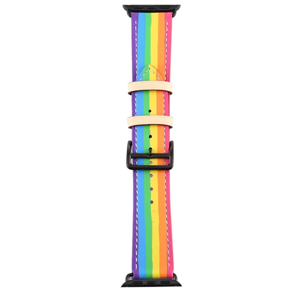För Apple Watch 42/44mm Läderarmband Pride Svart