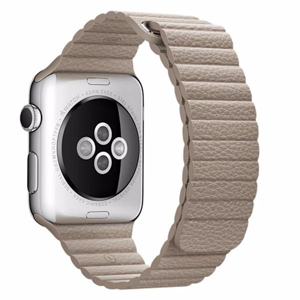 För Apple Watch 38mm Loop magnetlåsspänne PU läder armband Brun