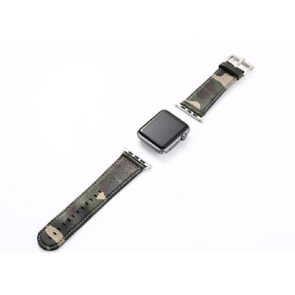 Kamouflage stil läderrem klockarmband för Apple Watch 38mm  Brun