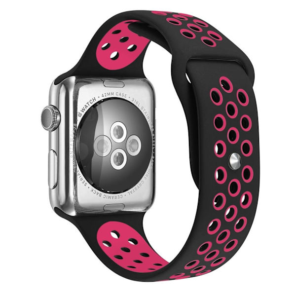 För Apple Watch 42/44mm L silikon Sport klockarmband Svart