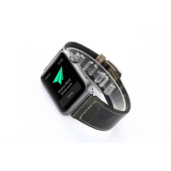Kamouflage stil läderrem klockarmband för Apple Watch 38/40mm  Grön