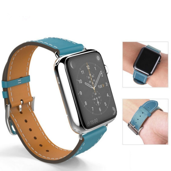 Äkta läder armband till Apple Watch 38mm Blå