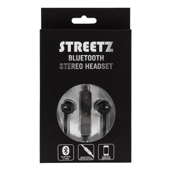 STREETZ Bluetooth in-ear headset, Bluetooth 4.1 Svart
