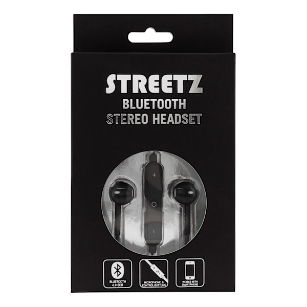 STREETZ Bluetooth in-ear headset, Bluetooth 4.1 Svart