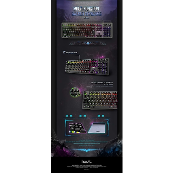Havit HV-KB414L Tangentbord  RGB  USB Svart