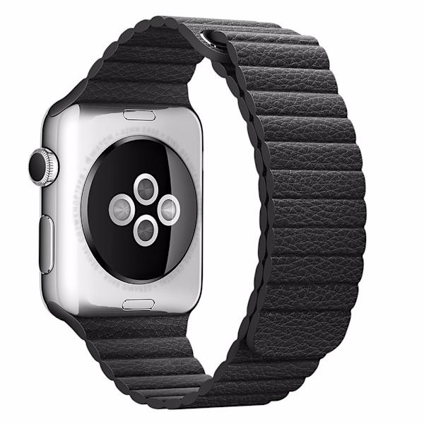 För Apple Watch 38mm Loop magnetlåsspänne PU läder armband Brun