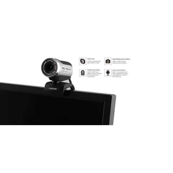 AUSDOM Webkamera AW615 Full HD 1080p 12MP Silver