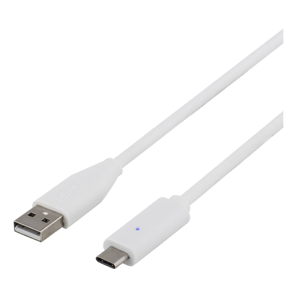 DELTACO USB 2.0 kabel, Typ C - Typ A ha, 1,5m, vit Vit