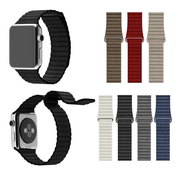 För Apple Watch 38mm Loop magnetlåsspänne PU läder armband Brun