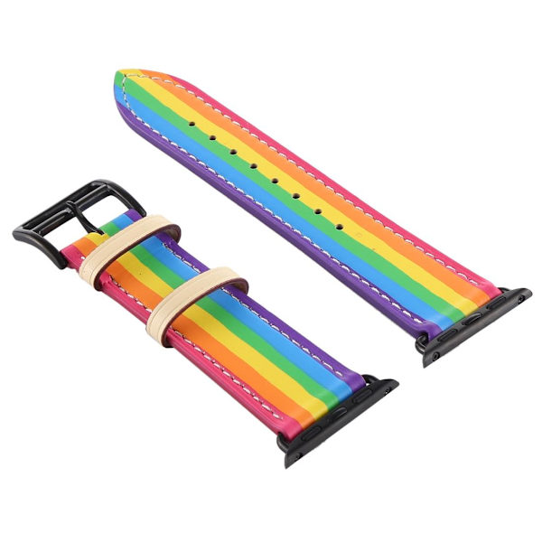 För Apple Watch 42/44mm Läderarmband Pride Svart