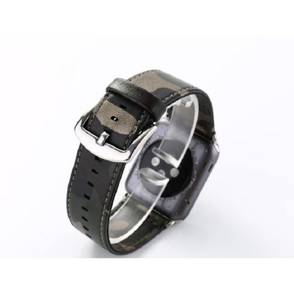 Kamouflage stil läderrem klockarmband för Apple Watch 38/40mm  Grön