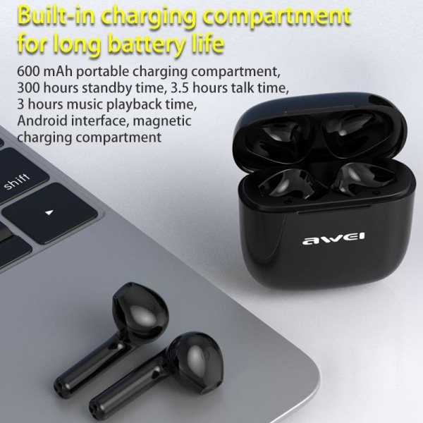 awei T26 Bluetooth V5.0 TWS Headset Svart