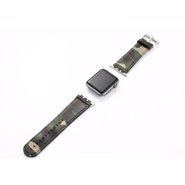 Kamouflage stil läderrem klockarmband för Apple Watch 38/40mm  Grön