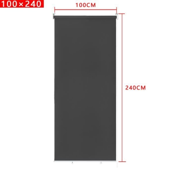 XMTECH Utomhusgardin - Vertikal rullgardin för balkong - Solskydd - 100 x 240 cm - Antracit