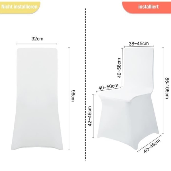 Stolsöverdrag - XMTECH - 100 stycken - Elastisk - Tvättbar - Universal Vit