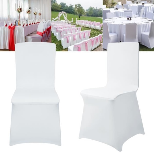 XMTECH 50 stycken vita stretchiga stolsöverdrag för stora fester Bröllop Evenemang Modern dekoration Universal