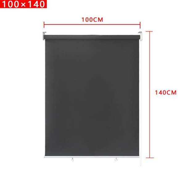 Vertikal rullgardin - XMTECH - 100 x 140 cm - Vattentät duk - Antracit - UV-skydd Antracit