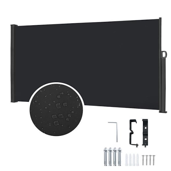 XMTECH Infällbar sidogardin - Svart - 160x300cm - UV-skydd - Integritetsskydd Svart