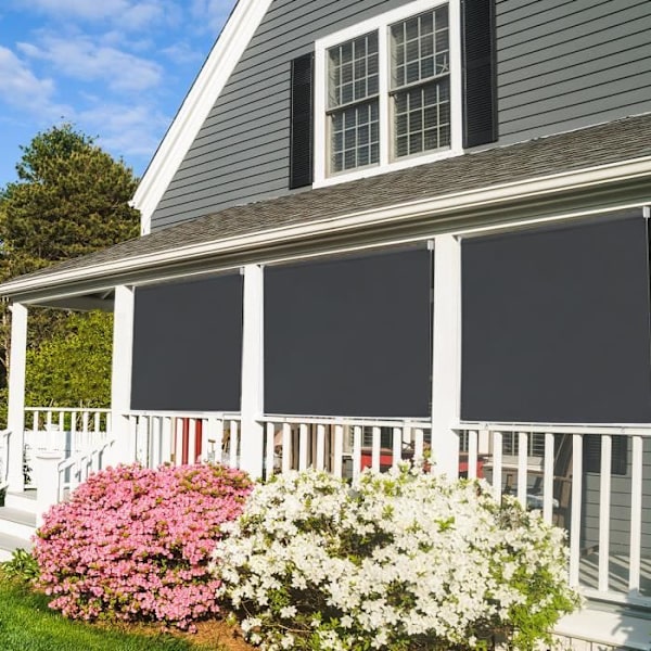 Vertikal rullgardin - XMTECH - 140 x 140 cm - Vattentät canvas - Antracit - UV-skydd Antracit