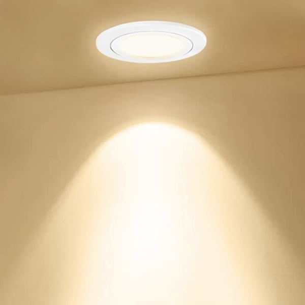 XMTECH paket med 20 infälld spot LED Downlight Panel Slimline 5W varmvit, 5W takspotlight, för badrum, vardagsrum, sovrum