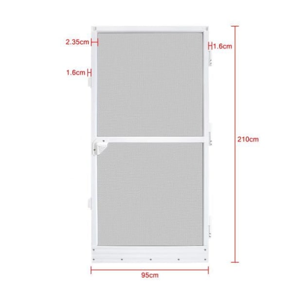 XMTECH 95x120cm Dörrmyggnät med aluminiumram, Dörrmyggnät med magnetstängning och installationskit, Vit