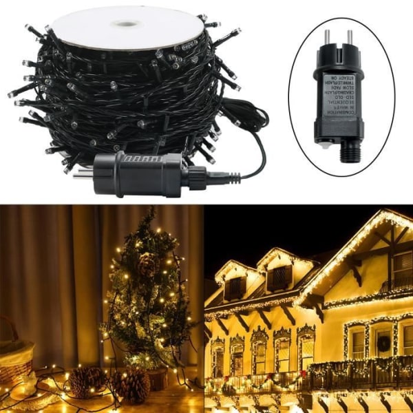 XMTECH LED String Lights - 50M 500 Varmvita LEDs - Ljuskedjejulljus - IP44 med 8 ljuslägen