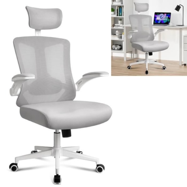 XMTECH kontorsstol, ergonomisk kontorsstol med länkhjul, justerbar höjd, maxvikt 150 kg (typ B, grå)