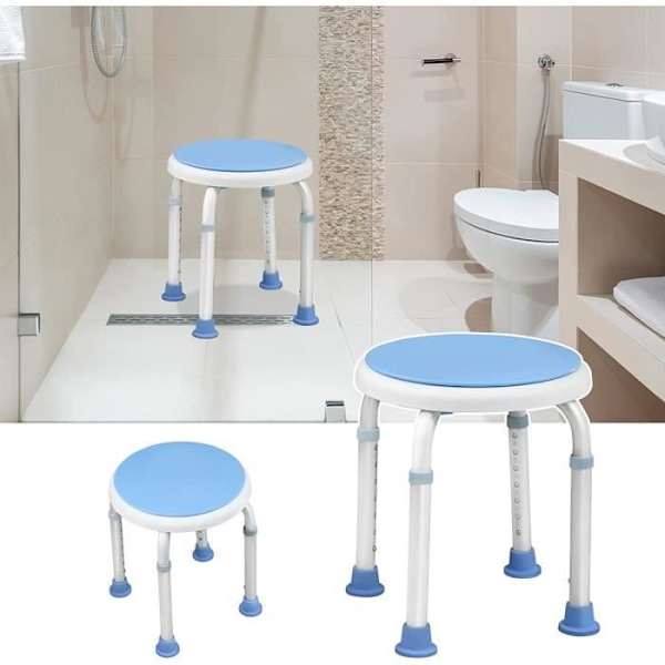 XMTECH 360° Svängbar duschpall - Justerbar höjd 37-53cm Blå